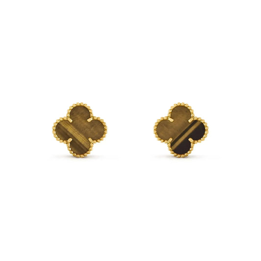[Lumina]CLOVER MEDIUM 1 MOTIFS TIGER EYE EARRINGS
