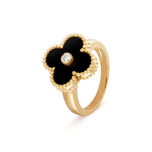 [Lumina]CLOVER ONYX RING GOLD DIAMOND