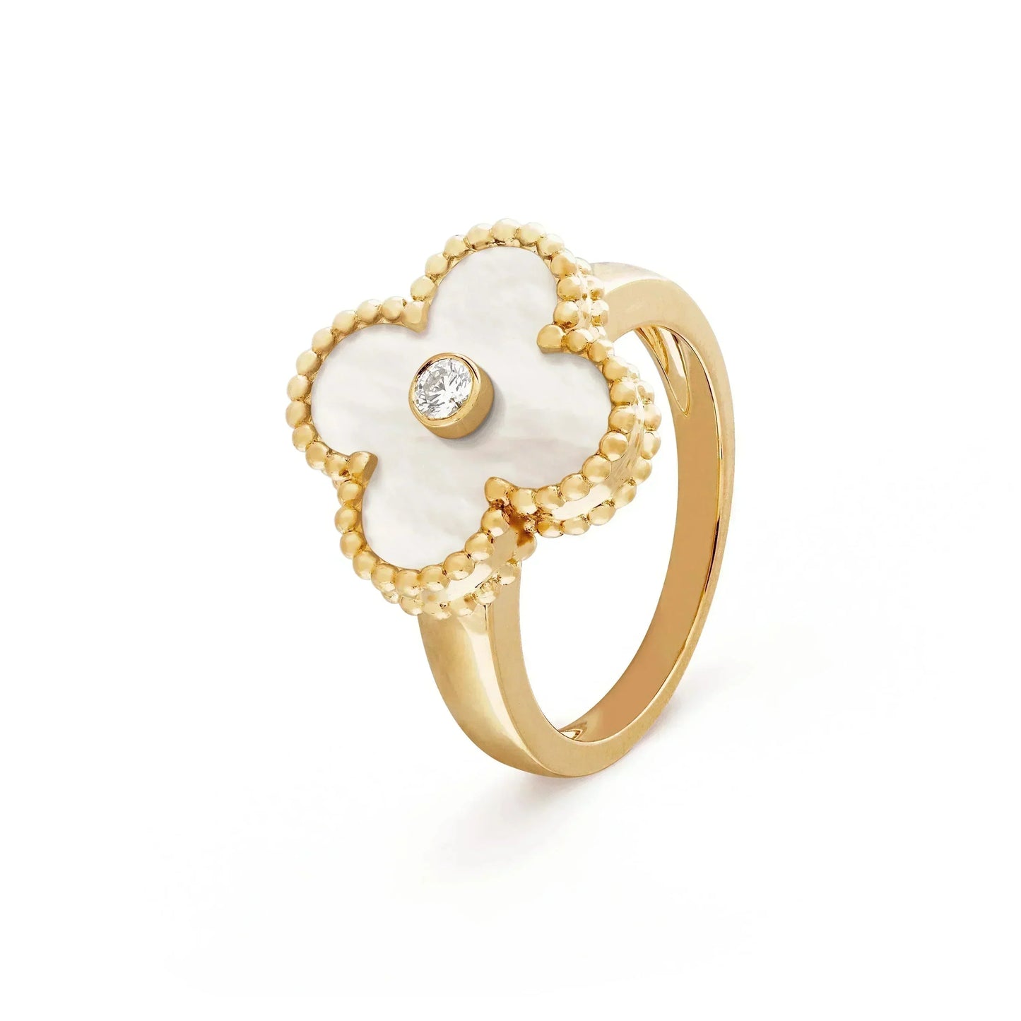 [Lumina]CLOVER PINK MOP RING GOLD DIAMOND