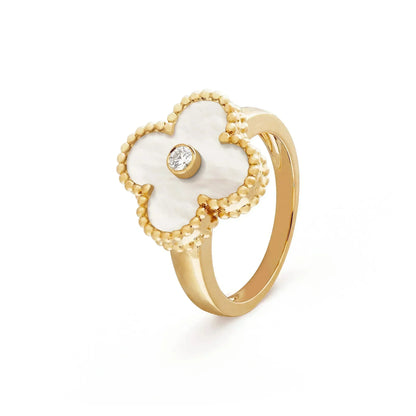 [Lumina]CLOVER PINK MOP RING GOLD DIAMOND