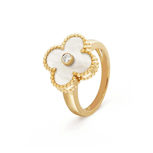 [Lumina]CLOVER PINK MOP RING GOLD DIAMOND